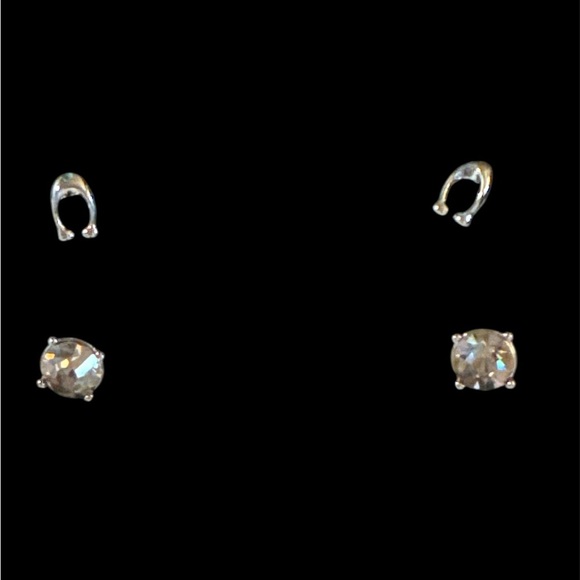 Coach Silver Set - Letter “C” and CZ Silver Posts Earring Set - Picture 2 of 3